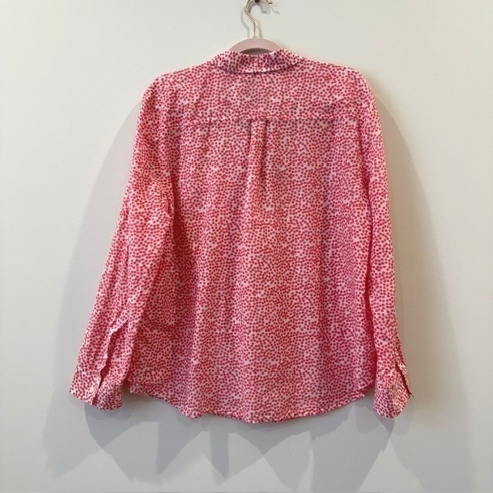 Ann Taylor Polka Dot 100% Silk Button Down Blouse Roll Tab Sleeves | Size 16 - Picture 7 of 10